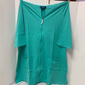 Denim & Co Beach Cover Up .. 1X .. Aqua color - zip up Hoodie